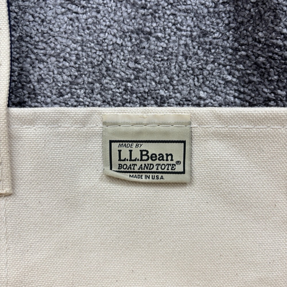 Vintage L.L.Bean Boat And Tote Bag Medium White Blue USA Made El Mirador Sun - Picture 4 of 11
